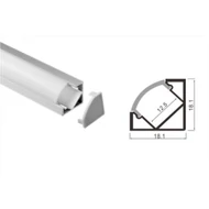 ALU PROFIL 45°, 2m-es, átlátszó előlappal