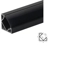 LED profil fekete 45°, fekete fedlappal 2m