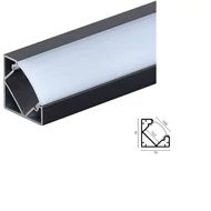 LED profil fekete 45°, opál fedlappal 2m