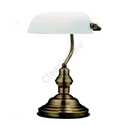 GLOBO 2492 ANTIQUE asztali banklámpa bronz, fehér üveggel