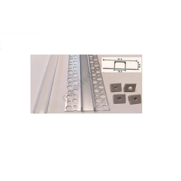 ALU PROFIL vakolható, 15mm, matt előlappal, 2m