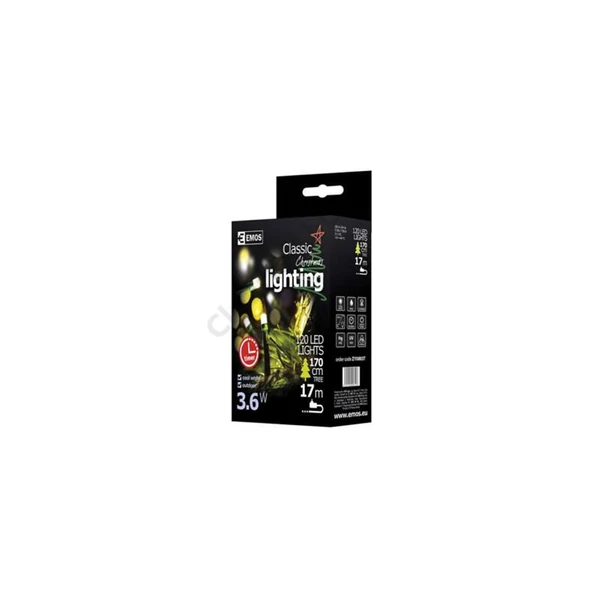 EMOS ZY0803Tkültéri karácsonyi fényfüzér, 120 LED, 12m, hideg fehér