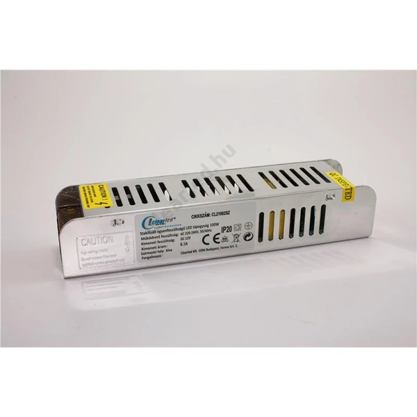 LED tápegység 12V DC IP20 100W szerelhető fémházas slim