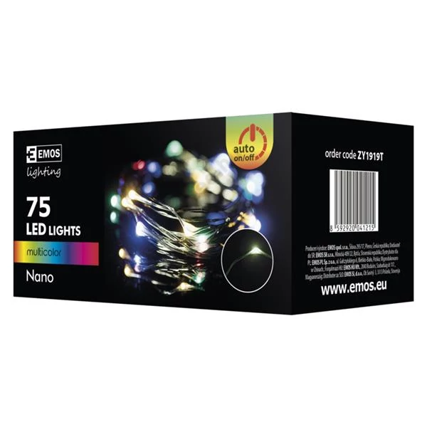 EMOS ZY1919T kültéri karácsonyi fényfüzér nano 75 LED, 7,5m, multicolor