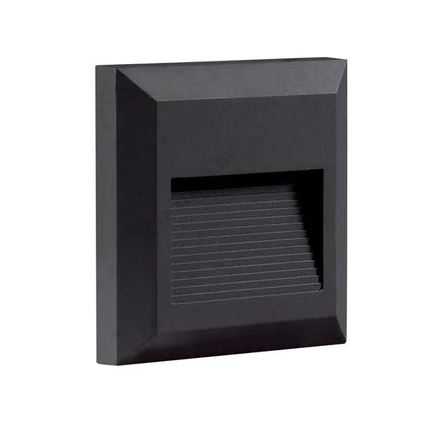 Optonica WL7909 lépcsővilágító lámpa, fekete, szögletes 2W 3000K 120lm IP20