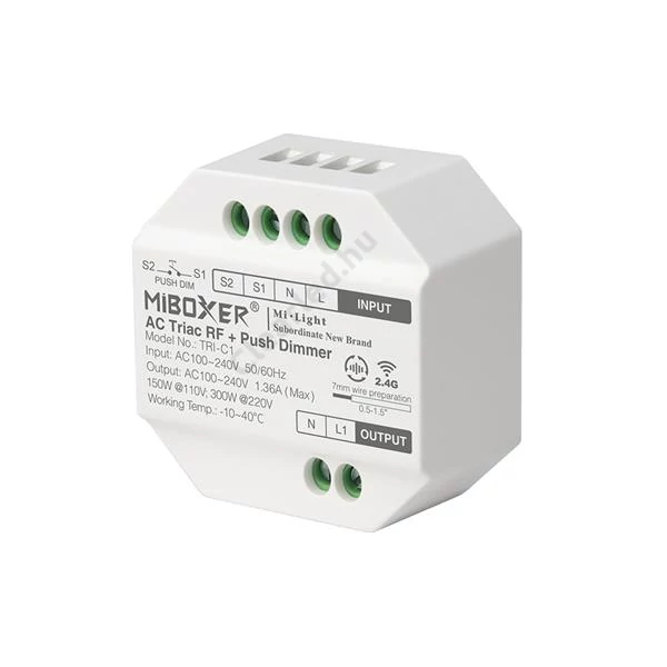 AC TRIAC RF + Push Dimmer, fényerő-szabályzó (TRI-C1)