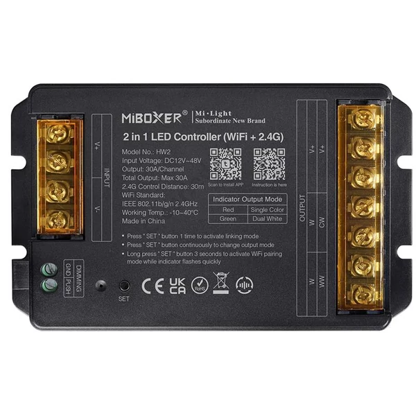 LED vezérlő 2 az 1-ben 30A WIFI+2.4G (HW2)
