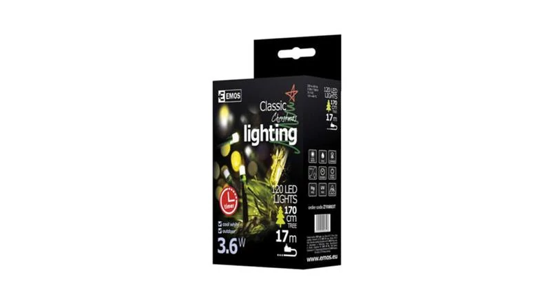 EMOS ZY0803Tkültéri karácsonyi fényfüzér, 120 LED, 12m, hideg fehér