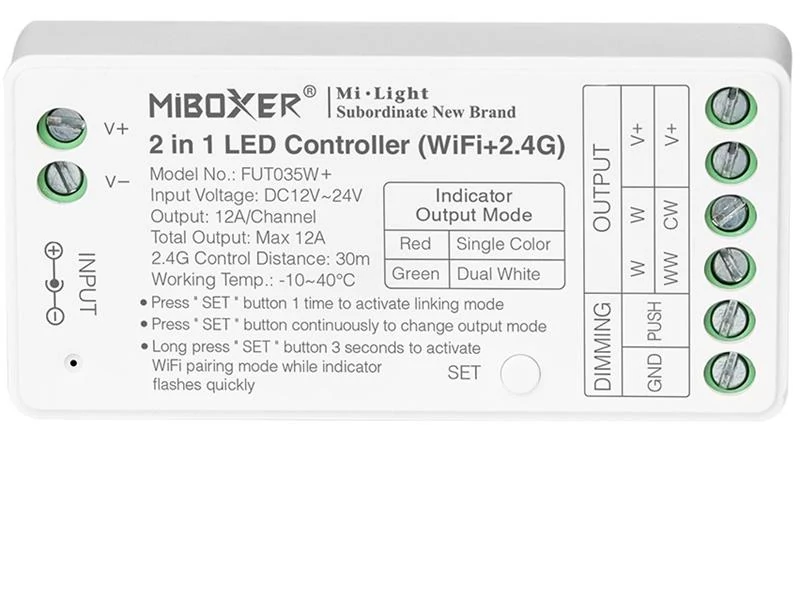 LED vezérlő 12-24V 12A 2in1 + WIFI ( FUT035W+)